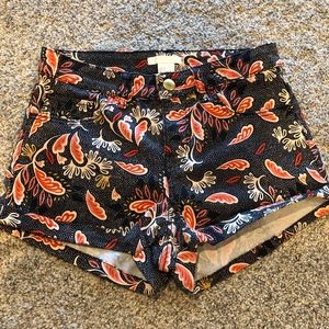 H&M Mid Rise Black Patterned Denim Jean Shorts